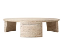 Table d'appoint moderne de luxe et design moderne Meubles de salon Chambre à coucher Maison Table basse ronde en bois de travertin blanc naturel
