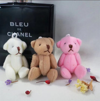 Mini-ours articulé de 3 cm en coton PP et tissu brossé, marron-gris, pendentif, jouet en peluche