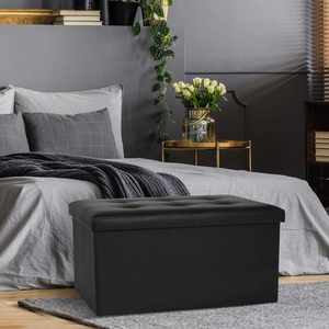 Home Storage <b>Bin</b> Pu Leather Storage Ottoman Storage Stool Bed End Bench Storage Foot Stool Box - Product Image 2