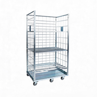 Cage à palettes en fil d'acier galvanisé, entièrement soudée, empilable, avec cadre détachable pour le stockage en entrepôt