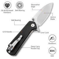 Mini couteau pliant EDC en acier D2 usiné CNC, manche G10, outil de poche haute précision, camping, randonnée, trou pour porte-clés, ODM, bricolage, dropshipping