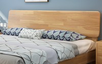 Lit King Size Simple en Bois Massif Lit Double de 1.8 mètres Lit en Chêne Naturel Hôtel Appartement Maison d'Hôtes Meubles