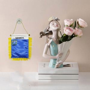 Custom Nevada State Satin Mini Flag <b>Banner</b> with Yellow Tassels Digital Printing for Automotive & Education for Cars Schools - Product Image 2