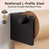 Distributeur de papier kraft métallique JH-Mech sur mesure, entièrement métallique, à fixation murale, avec barre de déchirement dentelée pleine longueur et montage latéral ouvert