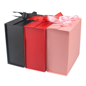 PSB custom luxury foldable extra large big size magnetic cardboard gift box packaging with ribbon