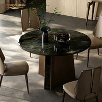 Table à manger ronde moderne en marbre blanc Panda de luxe naturel, taille personnalisée, imperméable et durable, directement de l'usine.