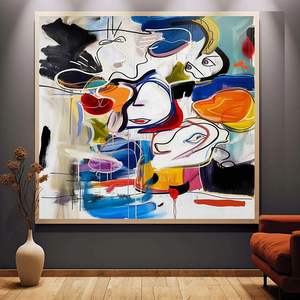 אמנות קיר מודרנית לעיצוב הבית, ציור שמן אבסטרקטי על קנבס, ציור בעבודת יד - Product Image 1