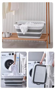 Panier à <span class=keywords><strong>linge</strong></span> pliable en plastique, gain de place, pliable, pour le transport et le <span class=keywords><strong>rangement</strong></span> des vêtements sales à la maison - Product Image 6