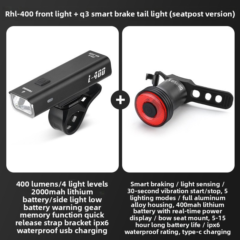Feu avant lumineux Rh-400-feu arrière q3-montage sur tige de selle