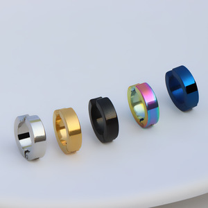Stainless Steel Ear <b>Cuffs</b> For Men And Women No Piercing Simple <b>Earrings</b> Ear Clips Everyday Wear Gold Silver Black Blue Rainbow - Product Image 3