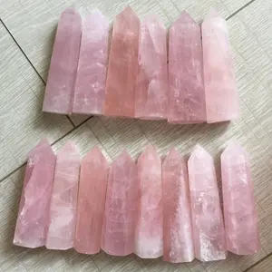 Baguette en cristal de quartz rose naturel pour décoration