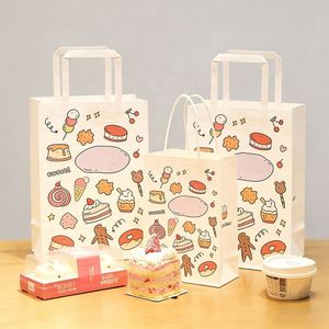 Hot Sale Fast Food Pastry Coffee <b>Bread</b> Takeaway Shopping <b>Bag</b> Custom Logo White Kraft Paper <b>Bags</b> Packaging With Flat Handles - Product Image 4