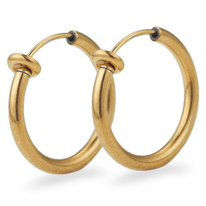 Clip on Hoop <b>Earrings</b> | 18K PVD Gold Plated Stainless Steel Non <b>Pierced</b> Ear Clip Hoops with Loop for DIY Charm Jewelry Making - Product Image 5