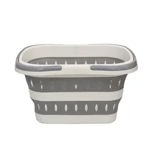 Space-Saving Collapsible Picnic Hand Basket Foldable PP Plastic Storage Container With Quality Handle For Home Use
