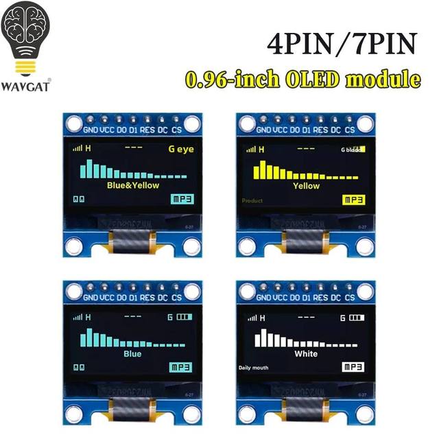 7Pin 0.96-inch OLED Display Module128*64 Resolution Blue / Yellow Equipped 1315 Driver Chip Low Power Consumption