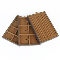 Bois nordique Grand Acrylique Présentoir Portable Étui En Cuir De Stockage 10 Tiroir Boutique Or Bijoux Organisateur Boîte