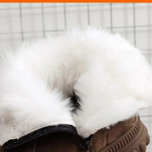 Bottes de neige pour hommes, doublées de laine chaude, à enfiler, décontractées, pour le travail en extérieur, à talon moyen, couleur unie - Product Image 2