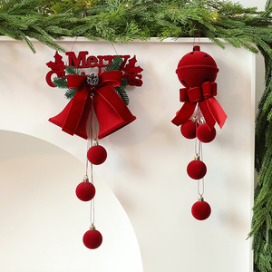 Cloche de Noël ronde en plastique rouge, décoration festive suspendue, ornements, pendentif pour Noël, décoration de fête de Noël - Product Image 1