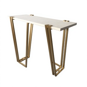 Modern Gold <b>Console</b> Table with Marble Top Eco-Friendly Hotel Bedroom Decor Furniture - Product Image 1