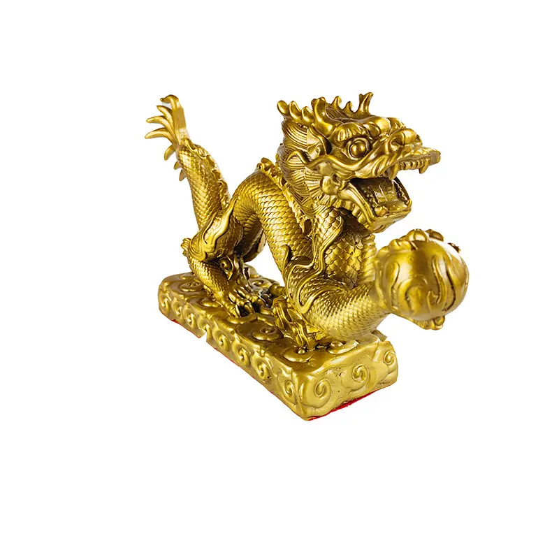 Suministros para manualidades, decoración del hogar, escultura, decoración, artesanía de latón, dragón dorado, productos fengshui para el hogar, dragón dorado