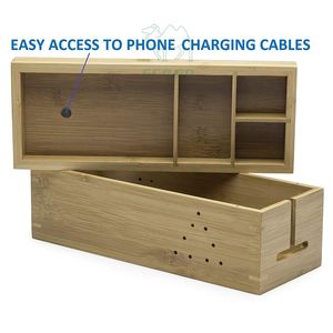 Boîte de rangement de câble en bambou écologique Fabricant de boîte de câble Gestion de boîte de câble Nouveau style de boîte de rangement de câble - Product Image 4