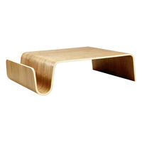 Table basse en bois courbé de grande taille, style minimaliste moderne, style nordique du milieu du siècle, solide, créative, fonctionnelle, meubles de maison