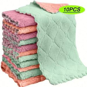 Double-layer Microfiber Eco-Friendly Towel Super Absorbent Coral Fleece Cleaning Cloths <b>Table</b> <b>Kitchen</b> Non-stick Oil Dishcloths - Product Image 6