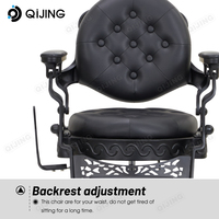Mobilier antique pour salon de coiffure Chaise de barbier rétro noire inclinable Chaise de barbier hydraulique lourde Moderne