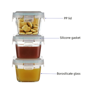Nuevo estilo Cubi Borosilicate Baby Glass Food Container Jar con tapa de Pp 160ml Lunch Box Child - Product Image 2