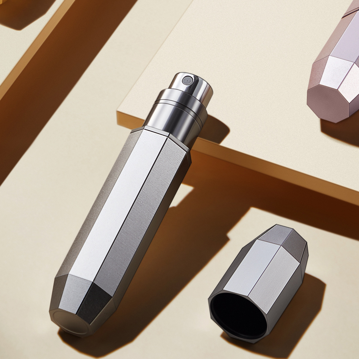 5ml-octagonal small gold bar-gray-aluminum+pctg