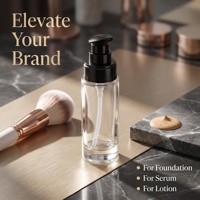 Flacon pompe cosmétique vide en verre de 30 ml pour crème BB, maquillage, fond de teint liquide