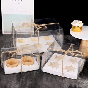 Caja Cuadrada Transparente de Plástico Grueso de Grado Alimenticio para Cupcakes de <span class=keywords><strong>2</strong></span>/4/6/12 Cavidades con Caja Interior de Soporte Negra y Blanca - Product Image 5