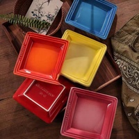 Assiette plate carrée en porcelaine colorée de 6 et 8 pouces, série Cool Color LE, vaisselle française, passe au micro-ondes, idéale comme cadeau
