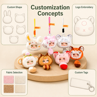Porte-clés en peluche créatif et tendance avec pendentif, série d'animaux mignons, figurine douce, boîte-cadeau, jouets en peluche pour poupée