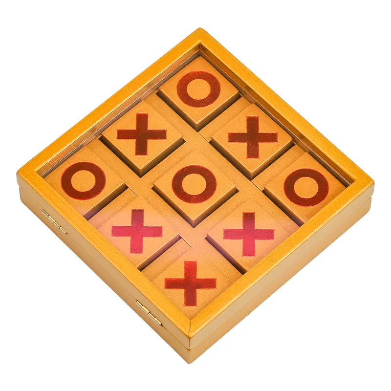 Puzzle Kayu Tic-Tac-Toe Permainan Noughts dan Salib Pesta Set Mainan Interaksi Orangtua-anak X O Catur Ruang Tamu Dekorasi