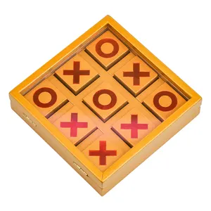 Puzzle en bois tic-tac-toe, jeu de noeuds et de croix, jeu de fête, jeu d'interaction Parent-enfant, X O, décor de salon