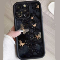 Coque de téléphone portable antichoc en TPU avec motif papillon cristal de nuit et protection d'objectif en forme d'échelle pour iPhone 12 13 14 15 16 17 18 Pro Max