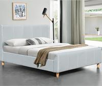 Lit plateforme double moderne en lin doux rembourré avec cadre en bois, taille personnalisable pour meubles de chambre à coucher
