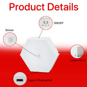 Bewegungssensor LED-Nachtlicht 625~630nm Rotlicht Minimalistisches Design PIR+Lichtsensor für Innenbereich 600mAh Akku - Product Image 4