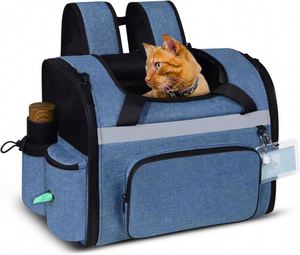 Free Sample Pet <b>Backpack</b> <b>Carrier</b> 17x13x9.5 Southwest Airline Approved for 1-15 LBS Small <b>Cats</b> and Dogs(Blue) - Product Image 1