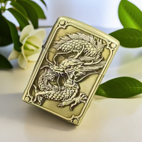 Briquet Créatif Personnalisé avec Relief Dragon 3D, Cadeau d'Affaires, Briquet Coupe-Vent pour Cigares et Cigarettes au Kérène