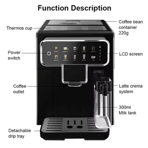 Machine à café entièrement automatique intelligente programmable RAF, multifonctionnelle, expresso/cappuccino, boîte à lait, capacité de 15 tasses, acier inoxydable - Product Image 5