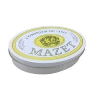 Boîte en fer blanc ovale personnalisée de qualité alimentaire, 4,2 cm de haut, style minimaliste, pour le stockage de biscuits, bonbons et collations