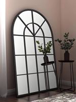 Antique Vintage Full-Length Body Wall Decor Mirror Custom Size Black Gold Metal Framed Hanging Window Pane Arch Espejo Miroir