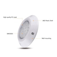 Lampe LED de piscine murale avec télécommande, approuvée CE ROHS, 12v/24v, 18W ABS, IP68