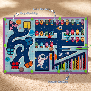 Giocattoli Educativi Montessori in Legno Certificati CE CPC per Bambini e Neonati, Gioco 3-in-1 con Forme, Lettere e Numeri, Labirinto di Perline - Product Image 5