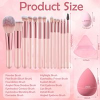 Ensemble de 14 pinceaux de maquillage rose pour débutants, pour le visage, portable, éponge, fond de teint, poudre, anticernes, fards à paupières