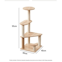 Arbre à chat moderne en bois naturel à 4 niveaux avec escalier en spirale et poteau à gratter en sisal, structure de jeu stable pour chatons en intérieur
