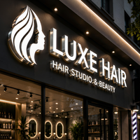 Lettres en relief personnalisées avec éclairage frontal, enseigne LED en acier inoxydable, logo 3D pour salon de coiffure