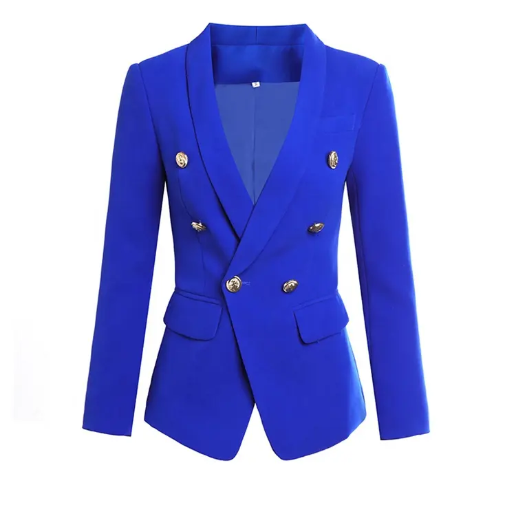 Classic Fashion Cotton/polyester Blue Blazer For Coats And Jackets Women